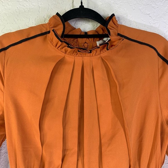 MARCOBOR Orange‎ & Black Tiana Ruffle Midi Pencil Dress - NWT - Picture 3 of 15